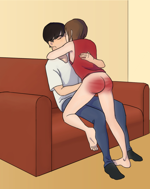 A guy spanking his girlfriend with a hand and a beltArtist: http://animeotk.com/gallery/member.php/u