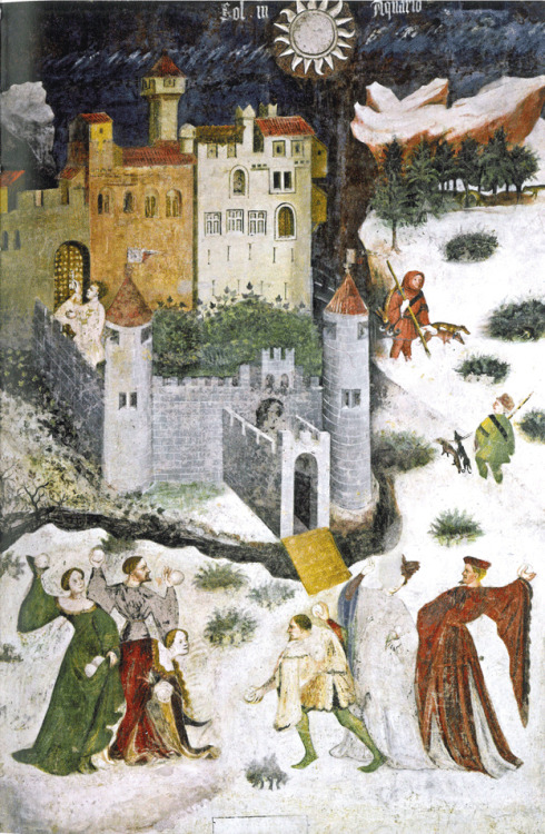 oldpaintings:Winter (January, Cycle of the Months), c.1404-07 by Master Wenceslas Trento, Castello d