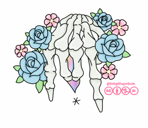 babydragonborn:  🌹🌹🌹  ⇩Now available as a sticker!⇩  https://www.etsy.com/listing/481099566/vinyl-sticker-large-skeleton-touch  ♡Please don’t remove my caption or repost on any platform without giving proper credit♡