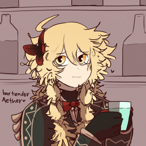 bartender Aether :) (Diluc&rsquo;s lil apprentice)tm