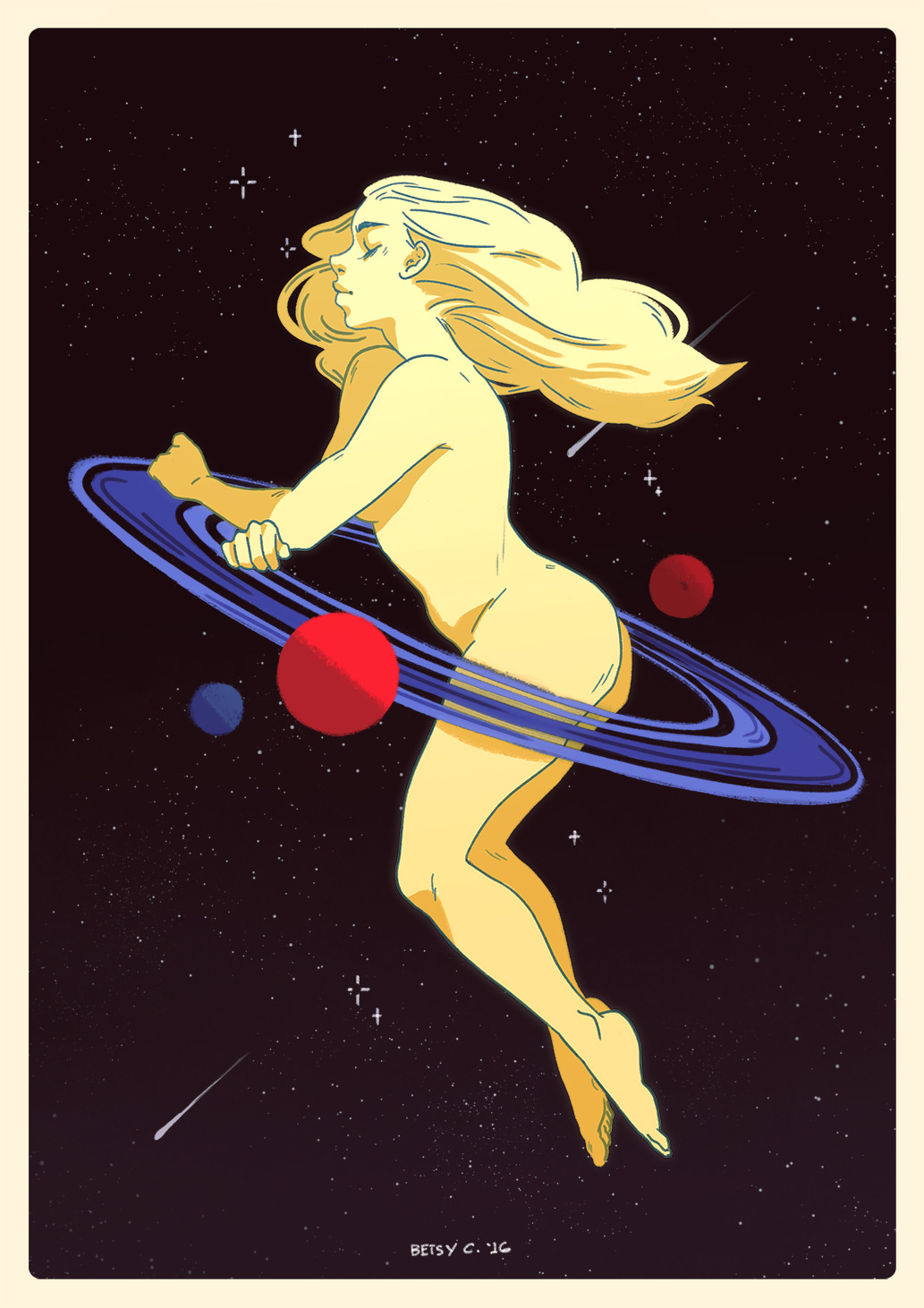 betsy-cola:  Lonely planet girl My half of an outer space themed trade with a friend. 