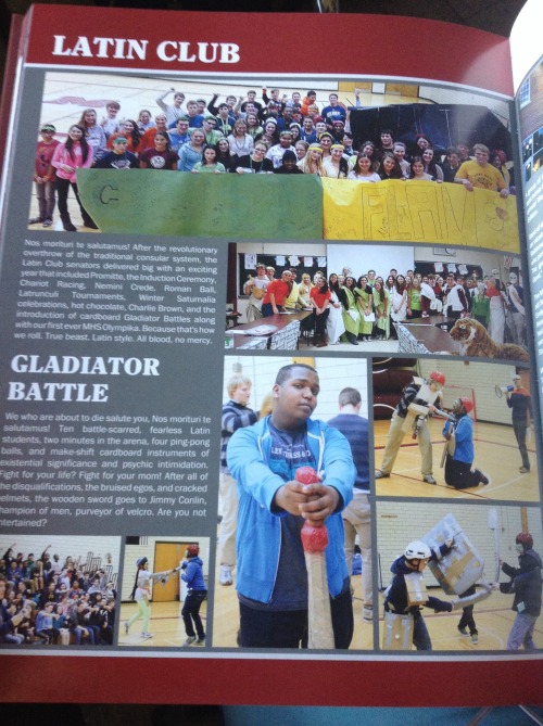 yearbooks!1: latin club page! a whole page dedicated to latin club! 2: me being the best gladiatrix 
