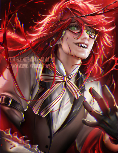 sakimichan:Okay, Grell from Black butler has got to be one of my favorite character from anime, Grell is just…soooo..fabulous and I love red so it’s a done deal for me XD also started watching fairy tail, I love Grey and erza !PSD,Video process,