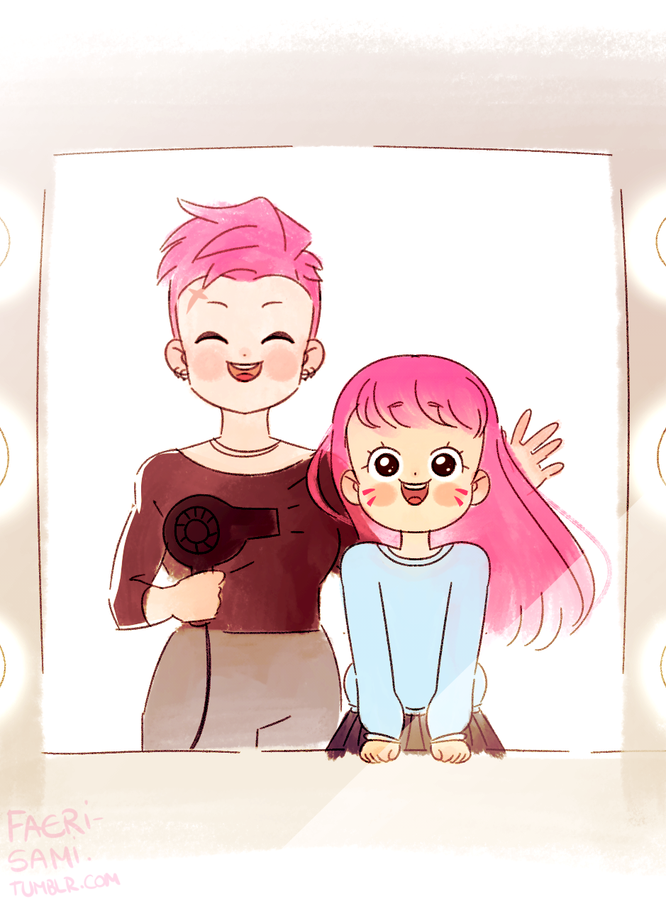 faeri-sami: d.va discovers the wonders of pink hair and never comes back from it