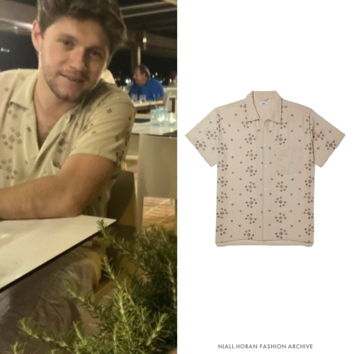 Niall with a fan | posted July 14, 2021Bode Embroidered Toile Shirt ($415)