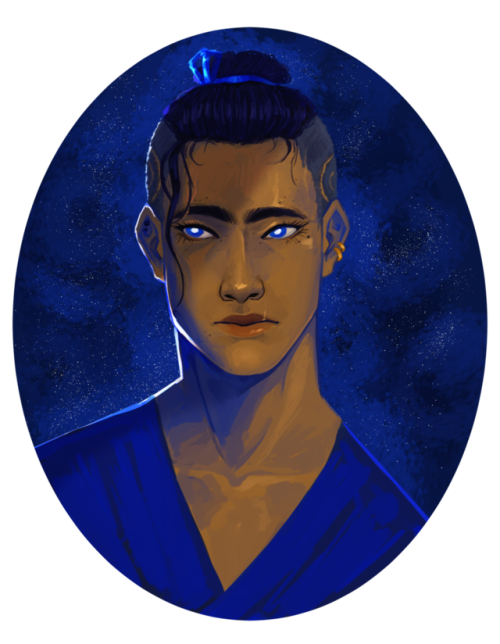 aromightynein:malfrisart:my WIFE![ID: Art of Beau from Critical Role, looking off to one side with a