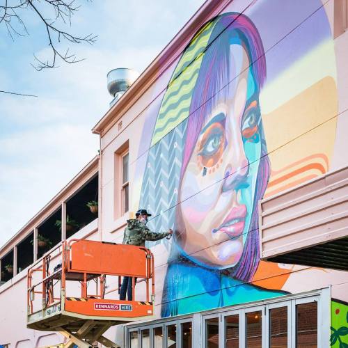 Scale of the latest piece. Shot by @andre_c for @beach_burrito_co #Glenelg #colourthestreets #vansth