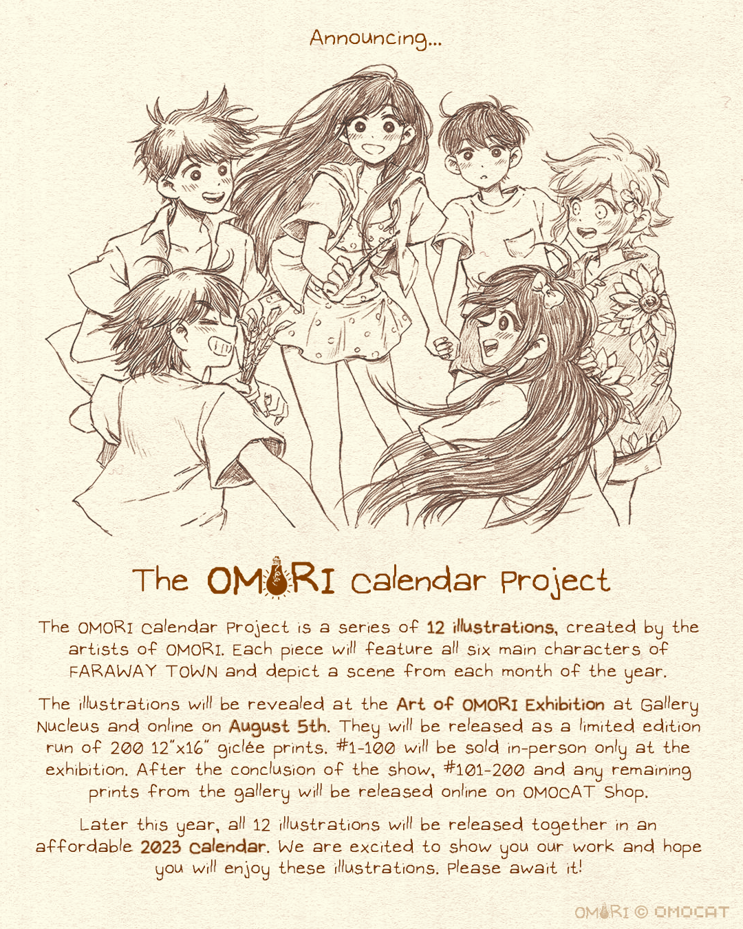 OMOCAT · announcing the OMORI calendar project —
