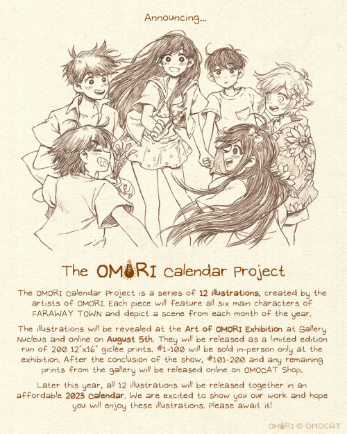 omocat: announcing the OMORI calendar project — illustrations to be revealed on august 5th!
