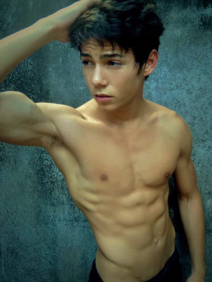 Young teen boys with big muscles