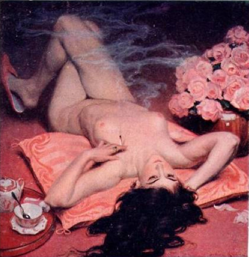 flesh-cathedral:  Ludovic Alleaume, Dans le Rose (detail from old French postcard)