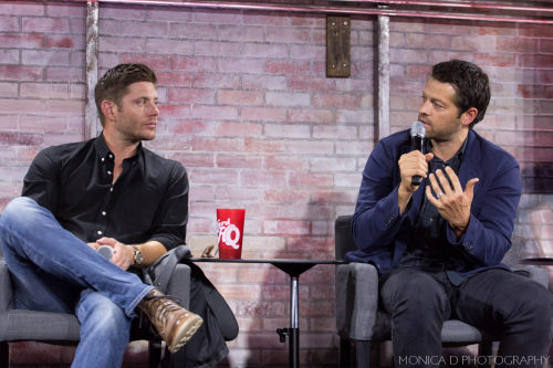 monicad-photography:    Misha Collins and Jensen Ackles : Nerd HQ Supernatural Panel, San Diego Comic Con, July 2016  