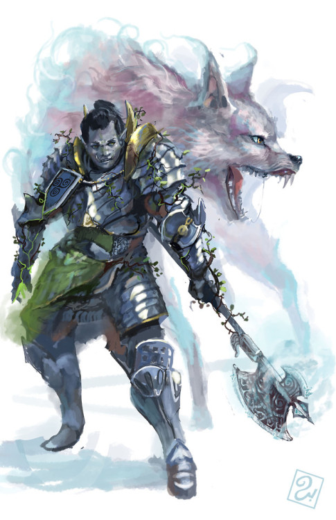 Orc Paladin and Spectral Warg byCameron Nissen