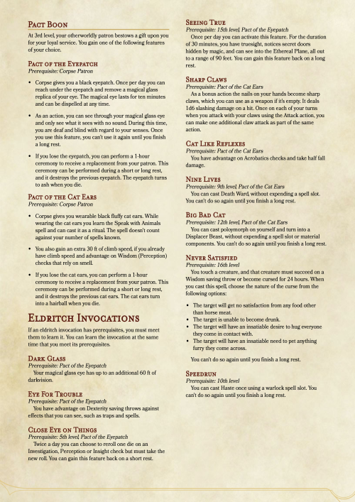 The CorpseHomebrew Warlock Patron that a friend and I created of the popular Youtuber/Musician Corps