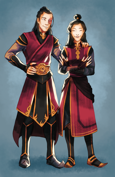 super cute commission for @princessizumi of zuko and a teenaged izumi! :D we were thinking she’d be 