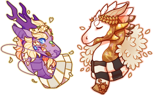 Two cartoony busts of my dragons on FlightRising.