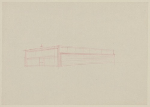Illinois Institute of Technology Chapel, Chicago, Illinois, Exterior Perspective, Ludwig Mies van de