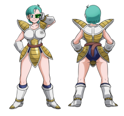 hyoumaru:Multiple trains of thought that end up nowhere result in Bulma wearing Saiyan armor.