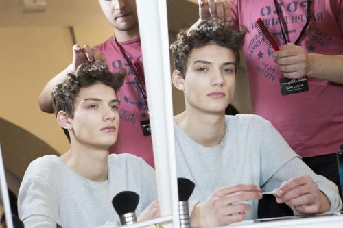 calichele: Serge Rigvava | backstage at Salvatore Ferragamo FW15 | ph. Imaxtree (via Fashionisi