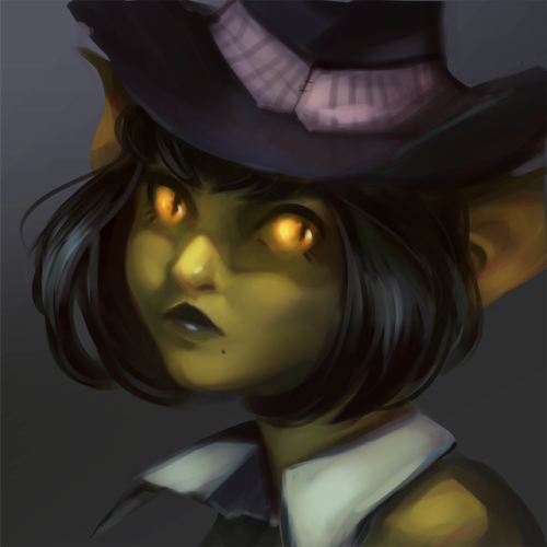 vlada-artblog: I made a goblin warlock for a D&amp;D one shot and painted her token.She is caked