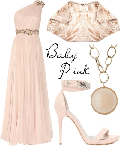 Baby Pink by missloulouxx featuring a stone necklace
Marchesa one shoulder dress, $2,565 / Alexander McQueen pink shoes / Alexander McQueen pink purse / Leslie Danzis stone necklace