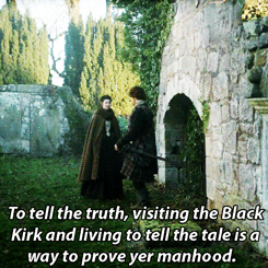 fponthedl:  Jamie &amp; Claire at the Black Kirk - 1x03 The Way Out  