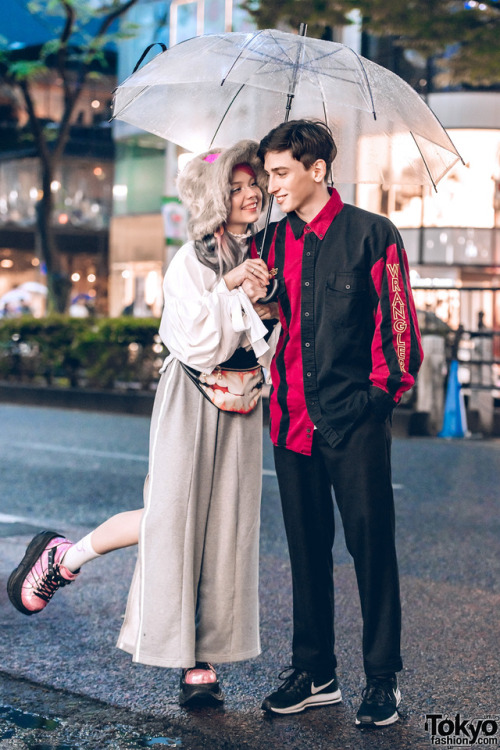Popular Russian model/artist Ellen Sheidlin and her partner Eugene on the street in Harajuku in the 