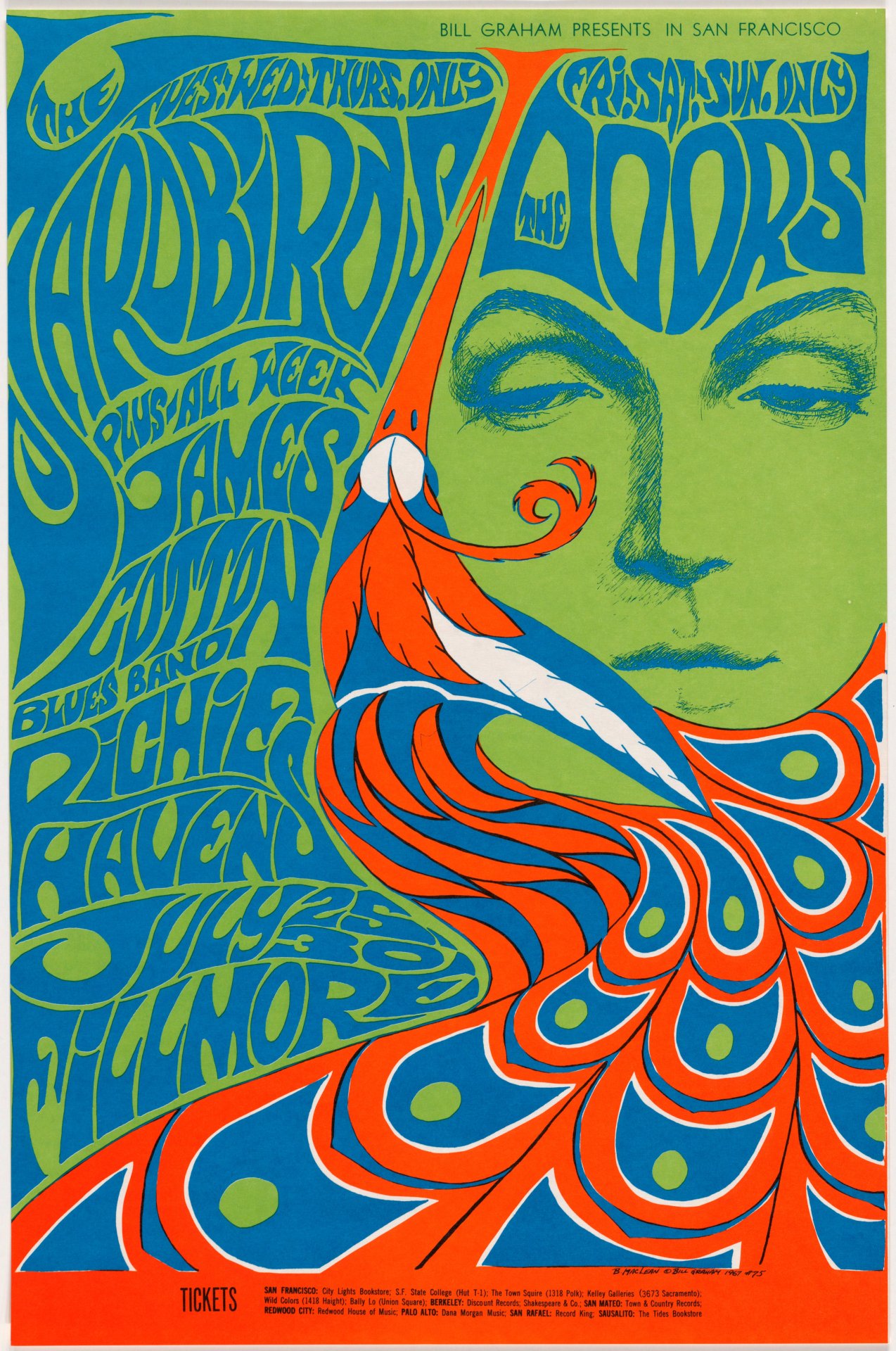 moma:
“ Take a trip back to the 1960s with a look at the psychedelic rock posters in MoMA’s collection, on view through November 2015 as part of Making Music Modern: Design for Ear and Eye.
[Bonnie Maclean. The Yardbirds, The Doors. 1967]
”