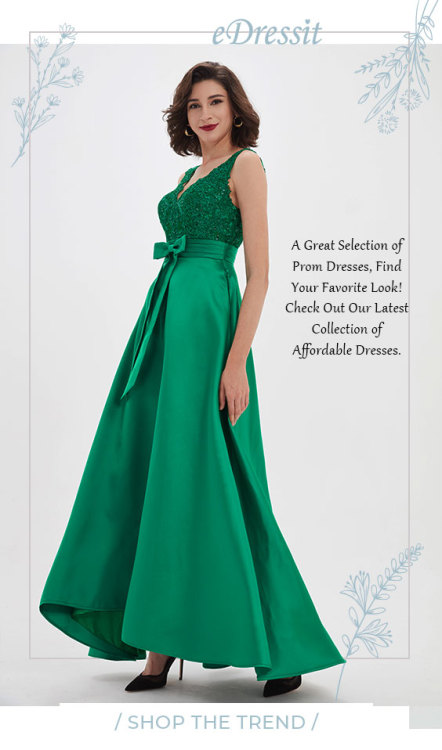  eDressit Green V-Cut Lace Appliques Pleated Belt Party Prom Dress (02210204)