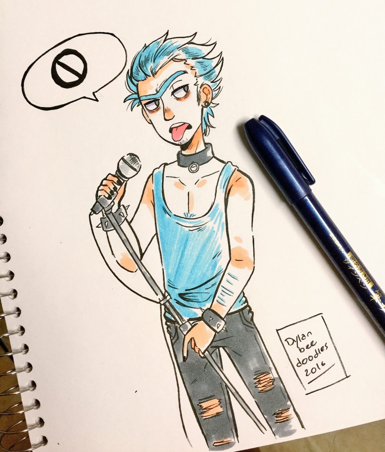 dylanbeedoodles:  Testing out a new doodle style on a young punk Rick 