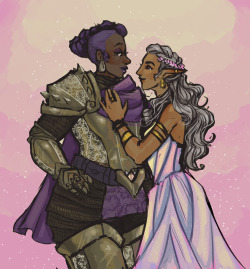 indeathmayibetriumphant:  A knight and her lovely elven girlfriend.  