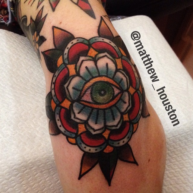 Premium Vector  Traditional flower and eye tattoo