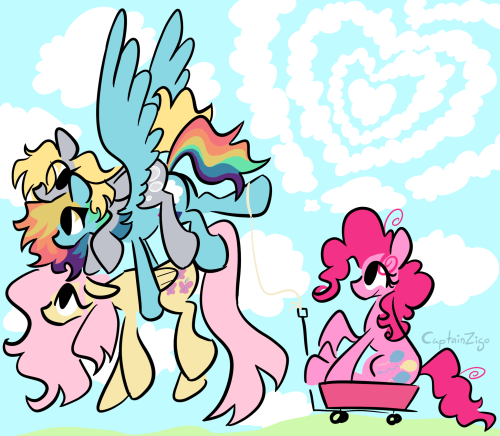 Rainbow Dash Carrying Her Girlfriends (minus Notably Applejack)