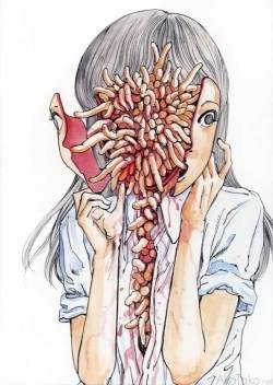 akatako:  from “Collapsed Face Girls”by Shintaro Kago 