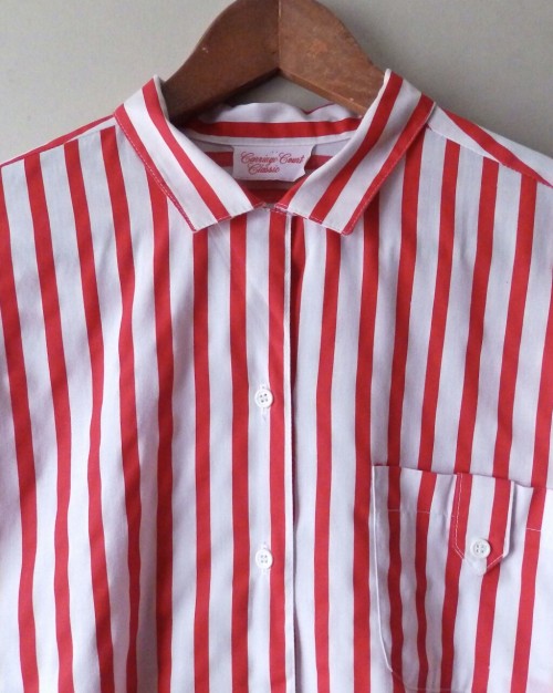 littlevisionsthrift: Vintage candy stripe shirt. XL. LittleVisionsThrift.etsy.com