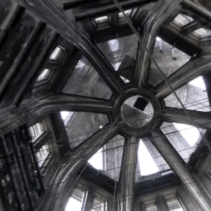 a gif of someone showing off a cathedral tower ceiling