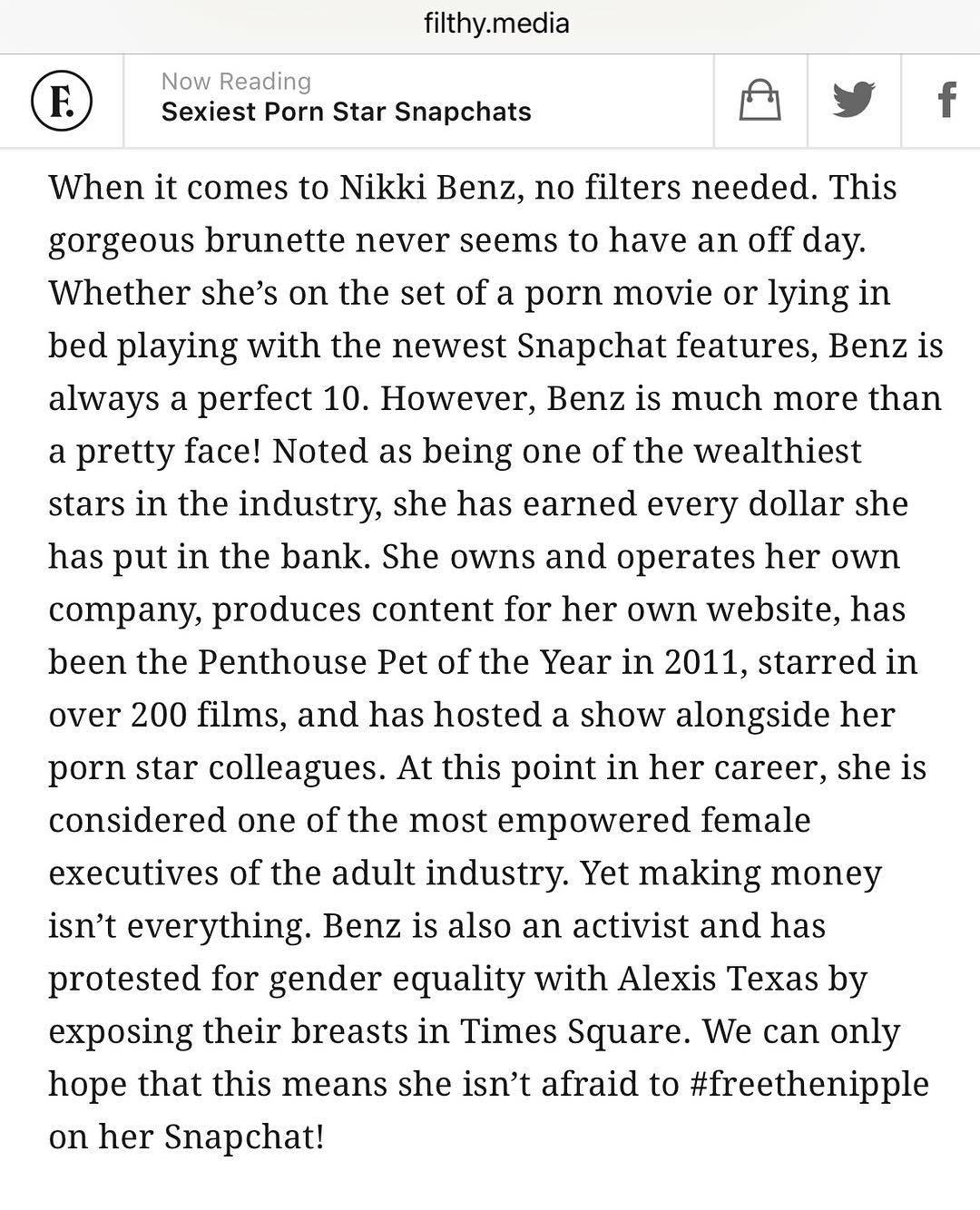 Thank you Filthy Media for listing me as the # 1 pornstar to follow on snapchat!