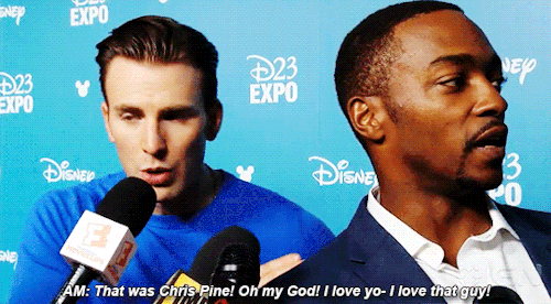 captcevans: Chris Evans and Anthony Mackie fangirling over Chris Pine