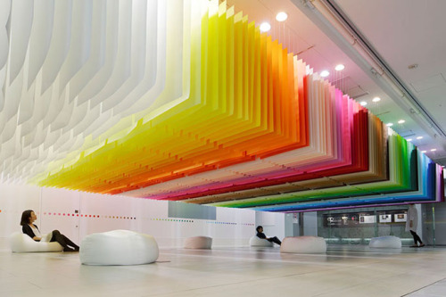 odditiesoflife:  100 Colors The French-born and Tokyo-based architect and artist, Emmanuelle Moureaux, is famous for her use of candy-hued colors in many of her works including her current project, 100 Colors, presented at the Shinjuku Creators Festa