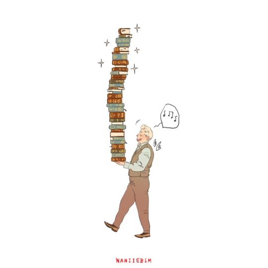 *Frivolous miracles* Although as a (ex?) Guardian of Eden, Aziraphale is probably super strong. Happy Bookstore Angel.