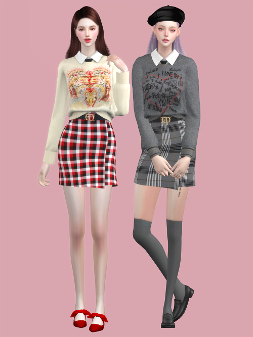 [soboro] Dior Round Neck Knit Skirt Set_F New mesh 34 Swatch Clothing body All LODs TS4Do not re-col