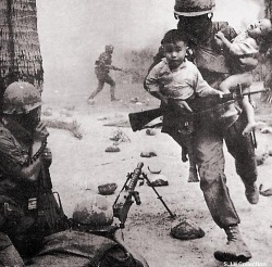 allamericankindofguy:  mythicfour:  historylover1230:  A Marine carries a two young children out of danger in a battle during the Vietnam war era. 1968   dat 1919A4 tho  Infantrymen are only cold hearted bastards to other cold hearted bastards. 