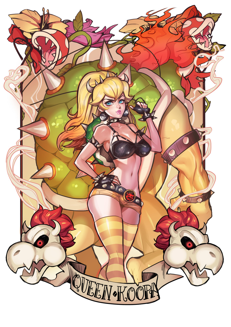 raspbeary:  Bowser Peach! it was fun to try some new stuff regarding inking and I