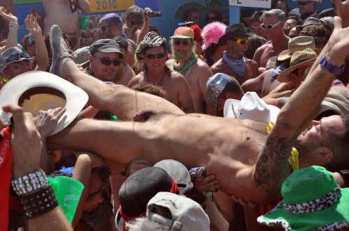 Carried away, Naked Pub Crawl, Burning Man 2012.