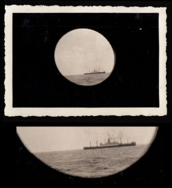 hauntedbystorytelling: Navy Ship seen through porthole, 1920′s / source: Ebay