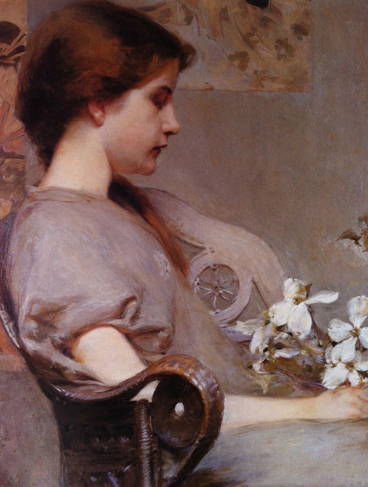 suonko:  Albert Herter - Young Woman with Dogwood