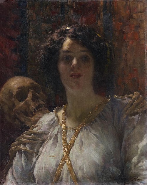 Death and the Maiden (20th C. / Oil on canvas) - Camillo Verno