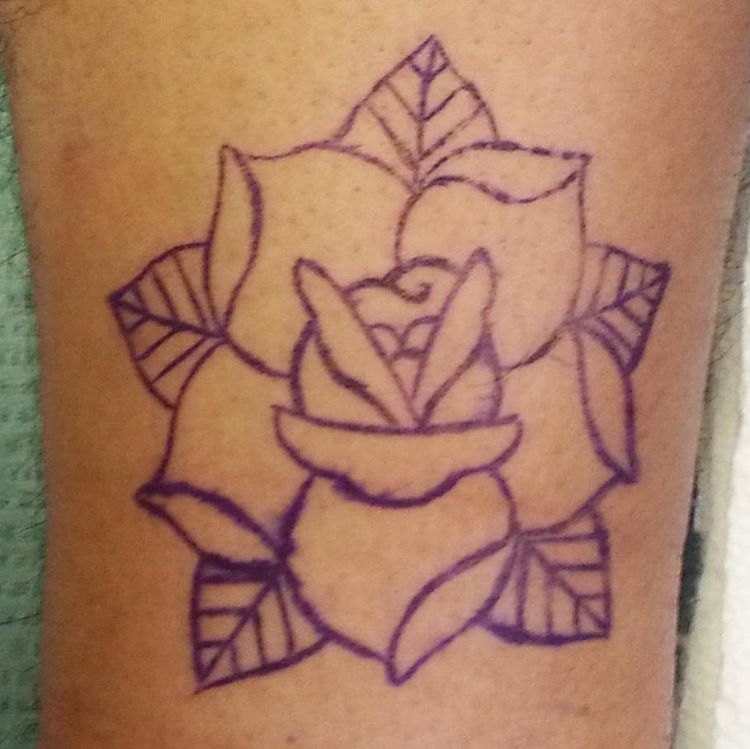 Getting ready to do a traditional rose on Carlos.  #ink #traditionaltattoorose #stencil