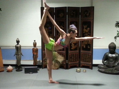 I am almost doing the standing splits! I have worked so hard and I am so close :) I am proud of myself. I jist need to work really hard on my left side too now.