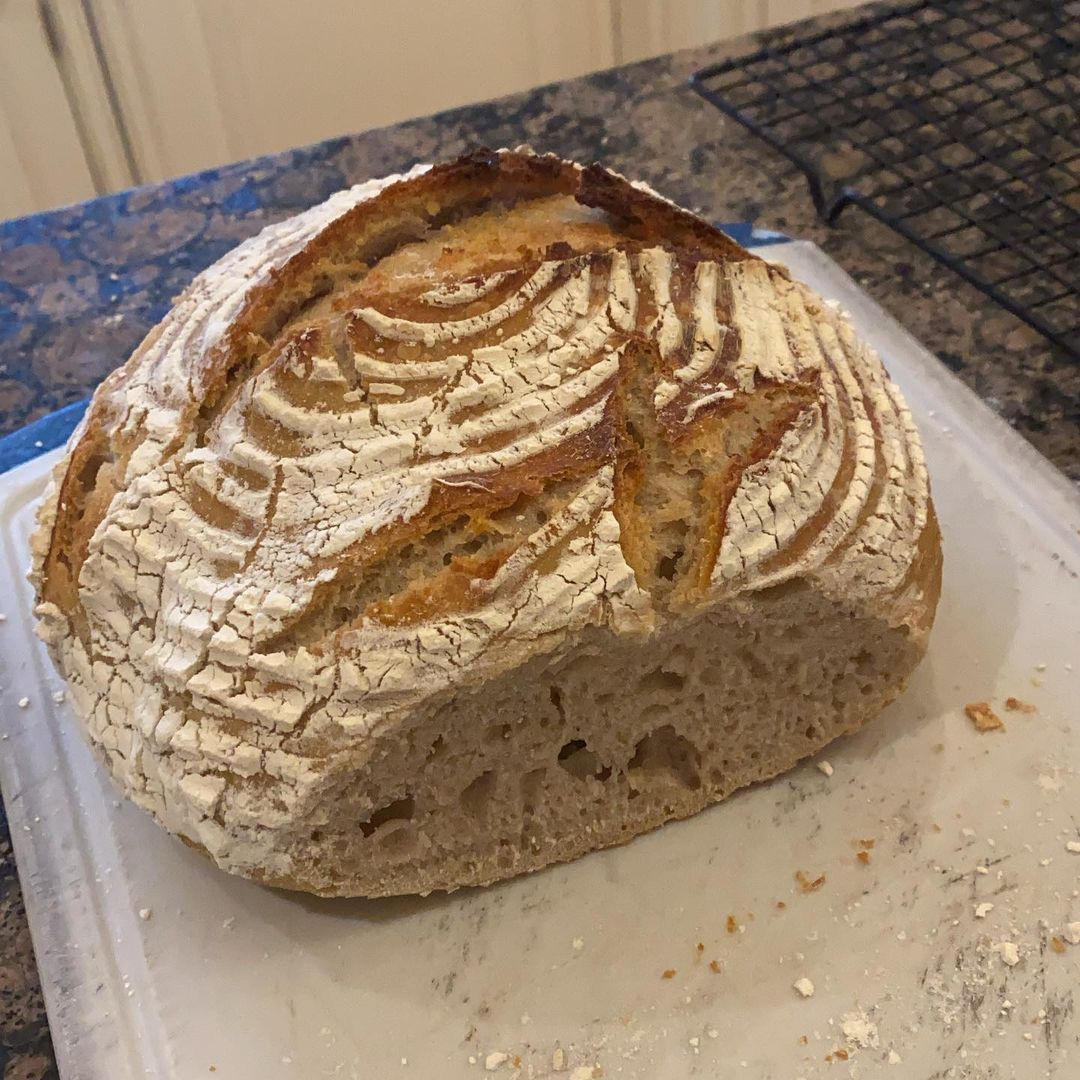 <p>Sourdough Success on a rainy day 😊 😋 !! Thanks @colmogorman …never knew using a Dutch oven made such a HUGE difference to both rise & crust quality 😋!! Previous loafs have always been like hockey pucks 😅<br/>
<a href="https://www.instagram.com/p/CLopt7NLue2/?igshid=7pt8utxvvkw9">https://www.instagram.com/p/CLopt7NLue2/?igshid=7pt8utxvvkw9</a></p>